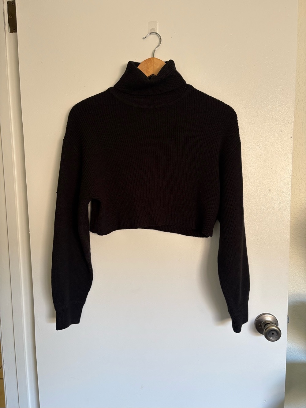 Black Cropped Turtleneck Sweater